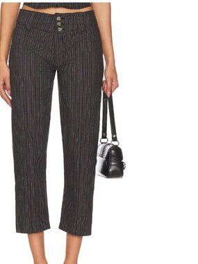 Jaded London Tailored Capri 3/4 Stripe Button Trousers